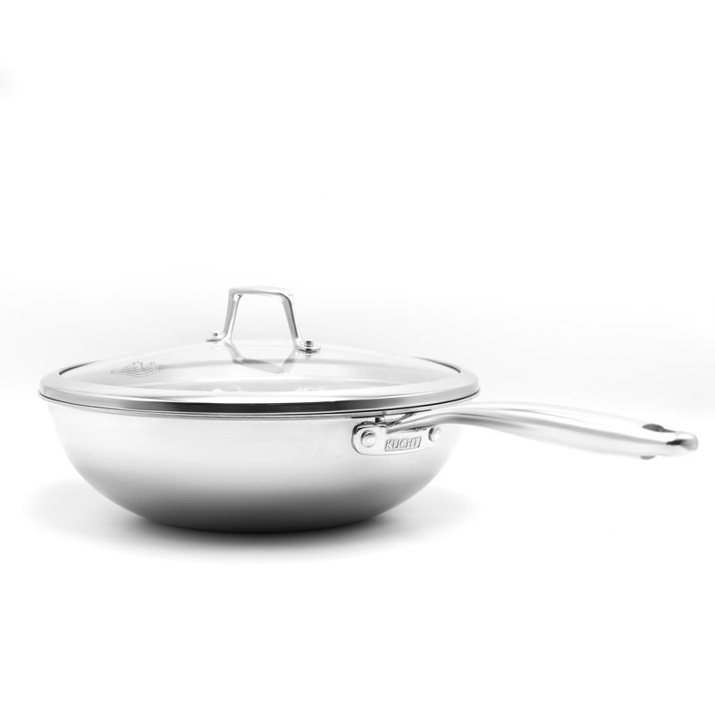 Wok en acier inoxydable 3 plis avec couvercle KUCHT
