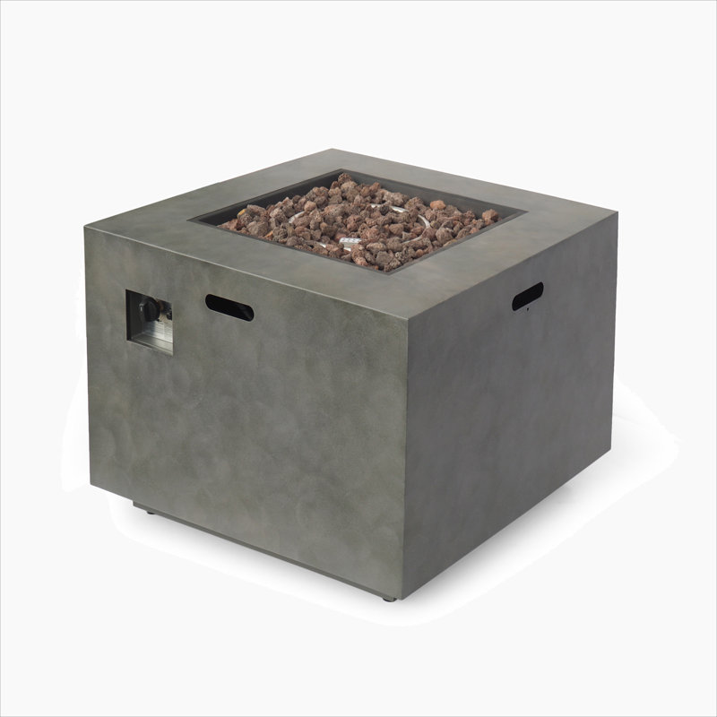 SQUARE IRON FIRE PIT-50 000 BTU, Stone Gray