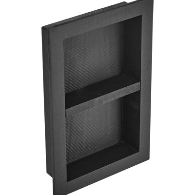 Niche de douche noire 16 po x 24 po, organisateur à double tablette, coins carrés et encastrés, étanche à l'eau pour la salle de bain, mousse extrudée, cloison mobile amovible, niche de 24 po
