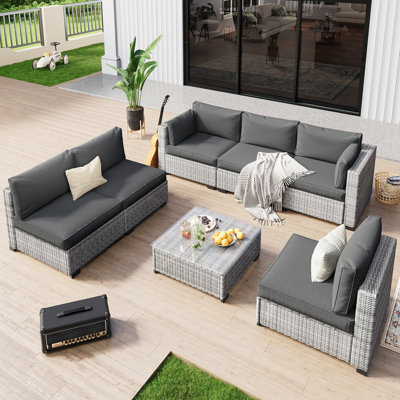 𝗣𝗿𝗲- 𝗮𝘀𝘀𝗲𝗺𝗯𝗹𝗲𝗱 𝗖𝗵𝗮𝗶𝗿𝘀, Rattan Patio Furniture Sets Outdoor Sectional Conversation Sofa With Thick Cushions For Seating