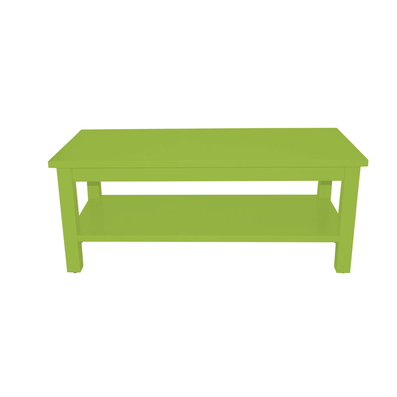 Table basse Versaloft en bois massif Amish avec tablette en peinture vert lime, Peinture vert lime