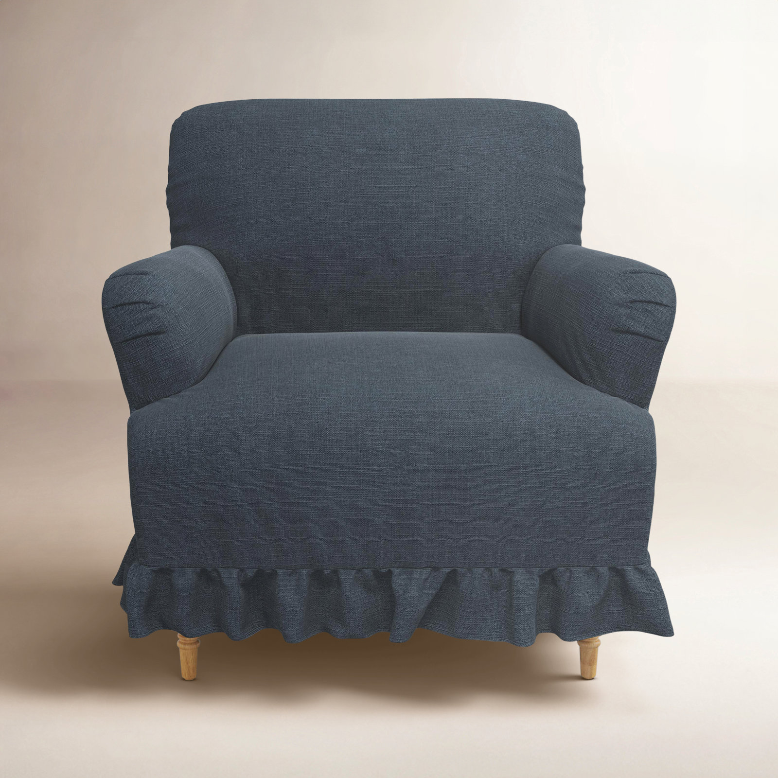 Maggie Ruffle Slipcover Armchair, Classic Navy Linen
