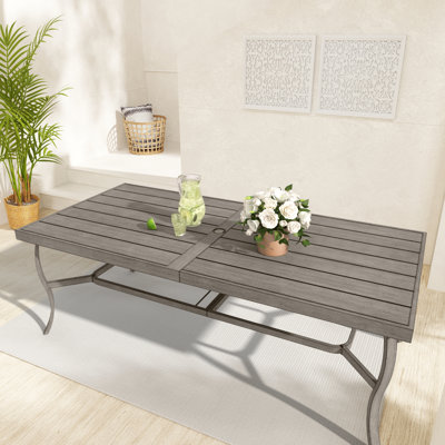 Colby Rectangular Aluminum Outdoor Dining Table With Umbrella Hole