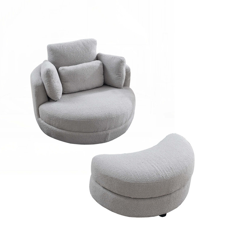 Fauteuil club en tissu avec pieds en bois, Gris