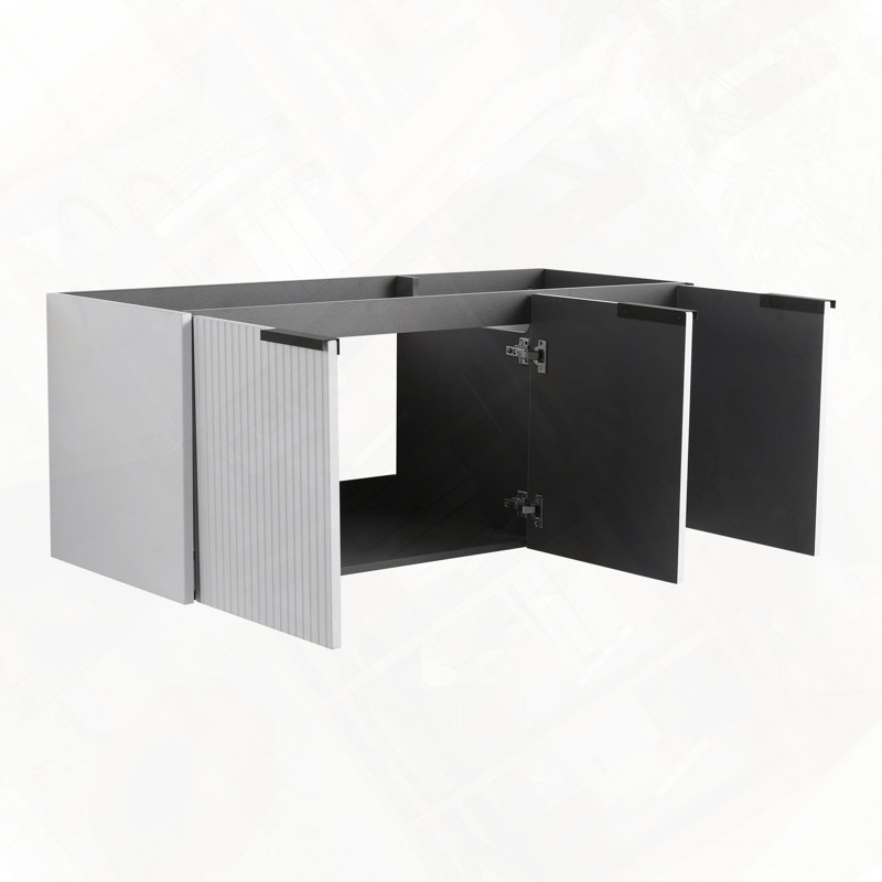 Meuble-lavabo mural avec portes à fermeture en douceur sans lavabo, Blanc