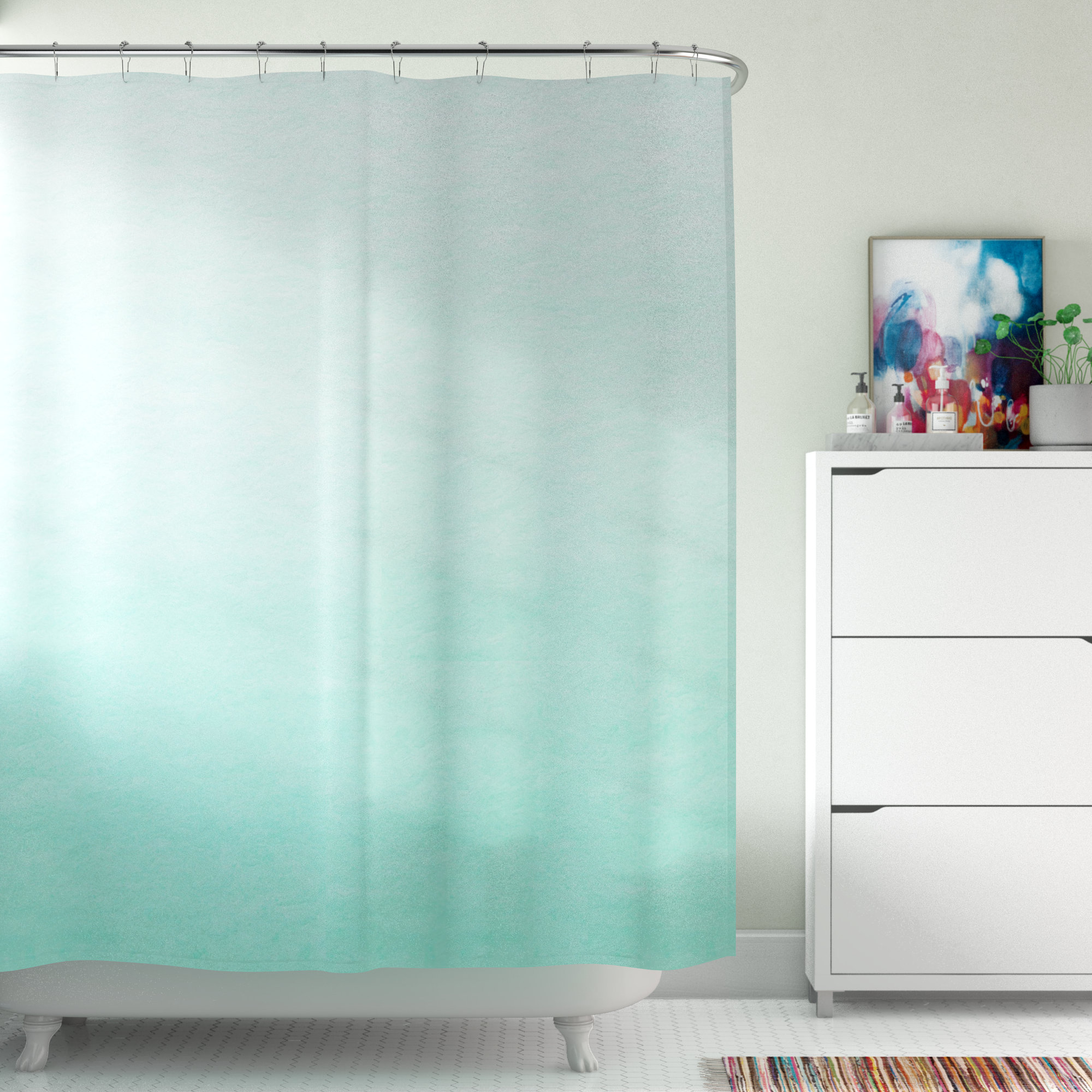 Mint on sale shower curtain