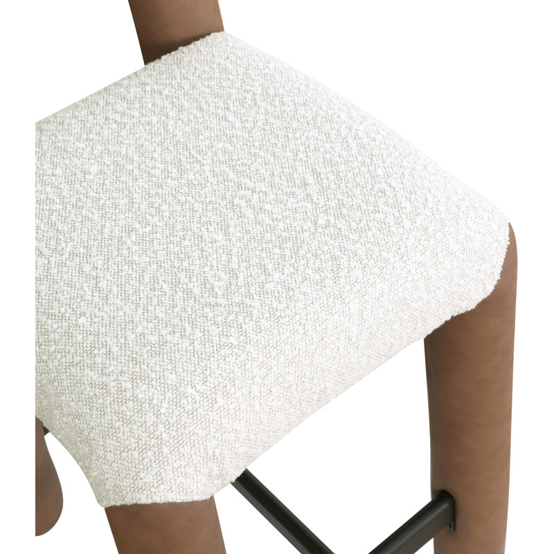 Amari Stool, Vegan Leather & Boucle Fabric, Brown