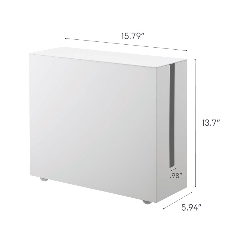 White Steel Rolling Cable Management Box with Wheels