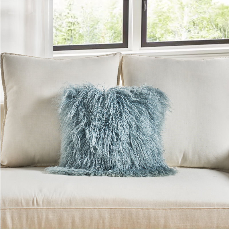 Ulaanbaatar Feather Throw Pillow, Blue
