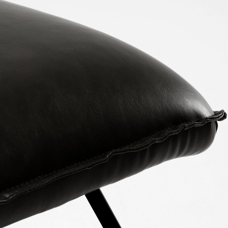 Hachmann Faux Leather Accent Chair, White Faux Leather, Black