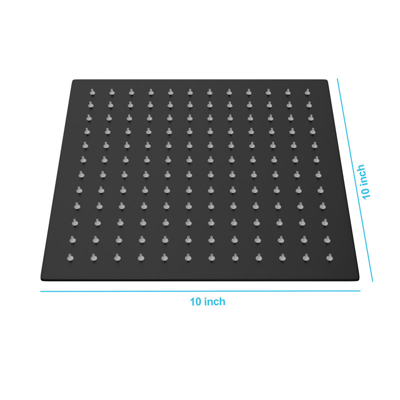 10 Inch Stainless Steel Shower Head, Square, Matte Black