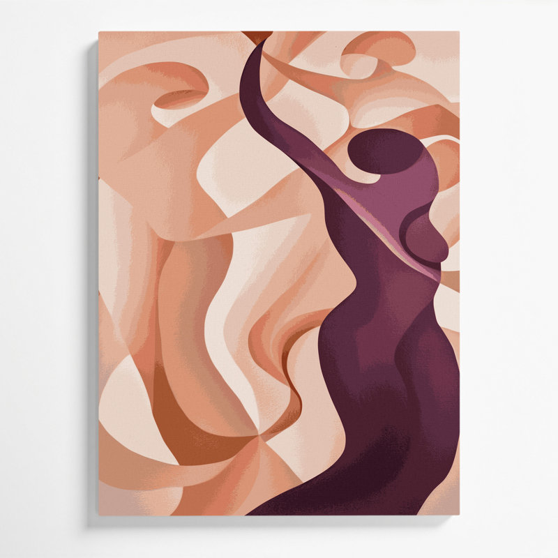 Abstrait art figuratif beige sur toile 38, H 14 po x l 11 po