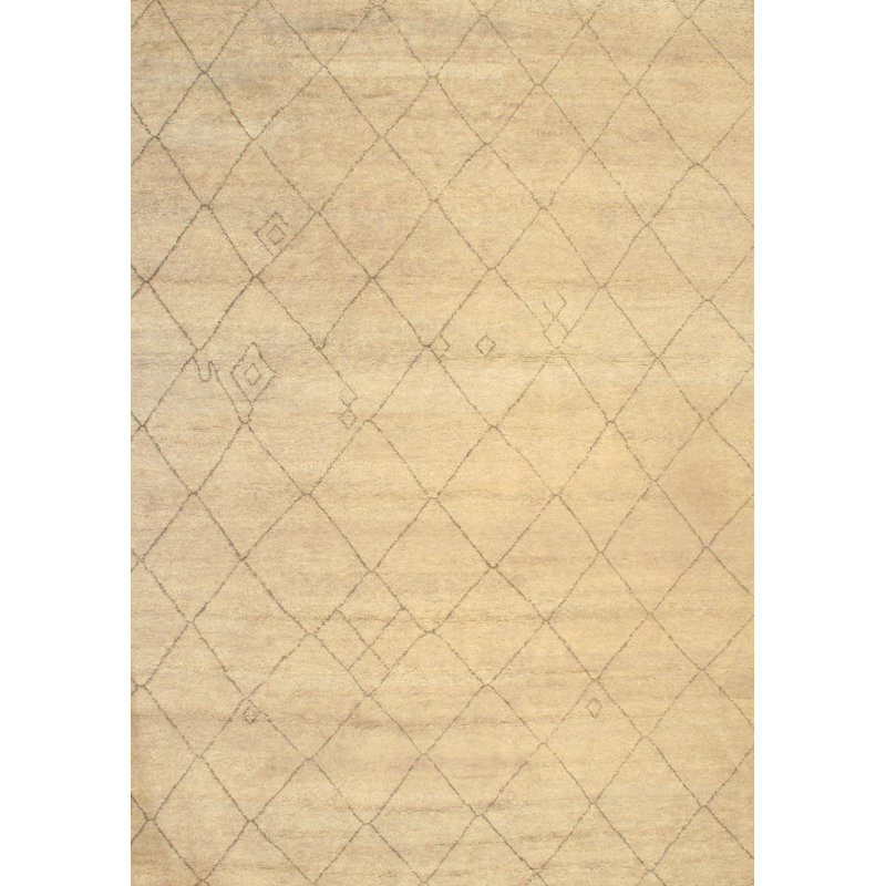 Moroccan Wool Geometric Area Rug in Ivory