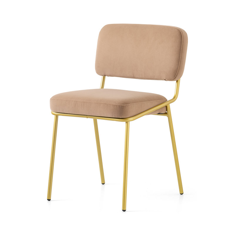Chaise rembourrée Sixty, Brun chameau, Noir mat