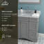 36 po X P 22 po P 35,4 po Meuble-lavabo simple H gris avec plateau et lavabo blancs-388834633