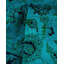Tapis bleu noué à la main de conception unique Chimel