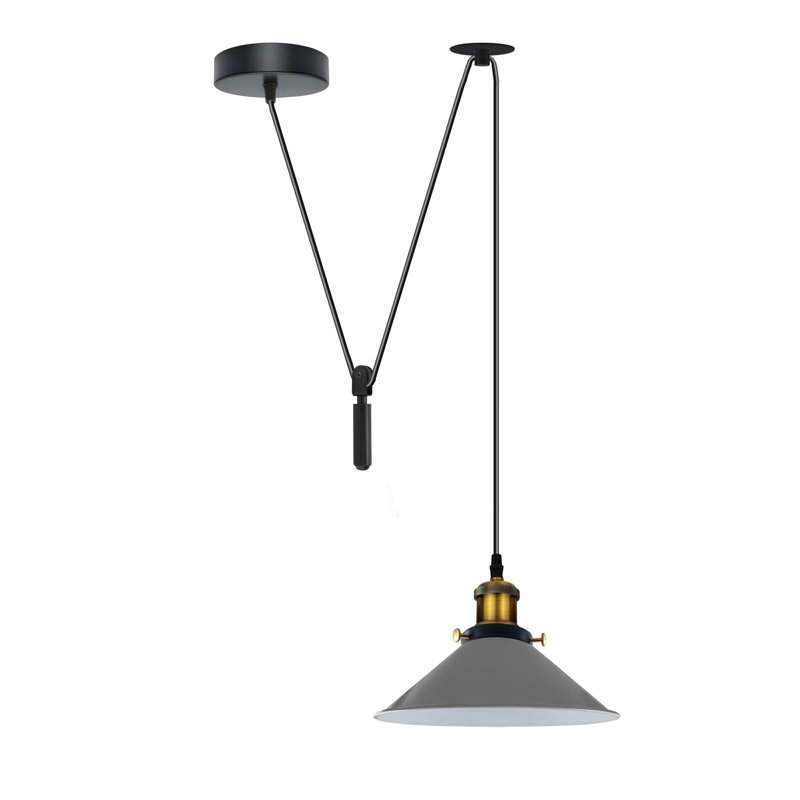 Anahla 1-Light Modern Industrial  Cone Pendant – Adjustable Ceiling Fixture for Contemporary Spaces, Grey, No