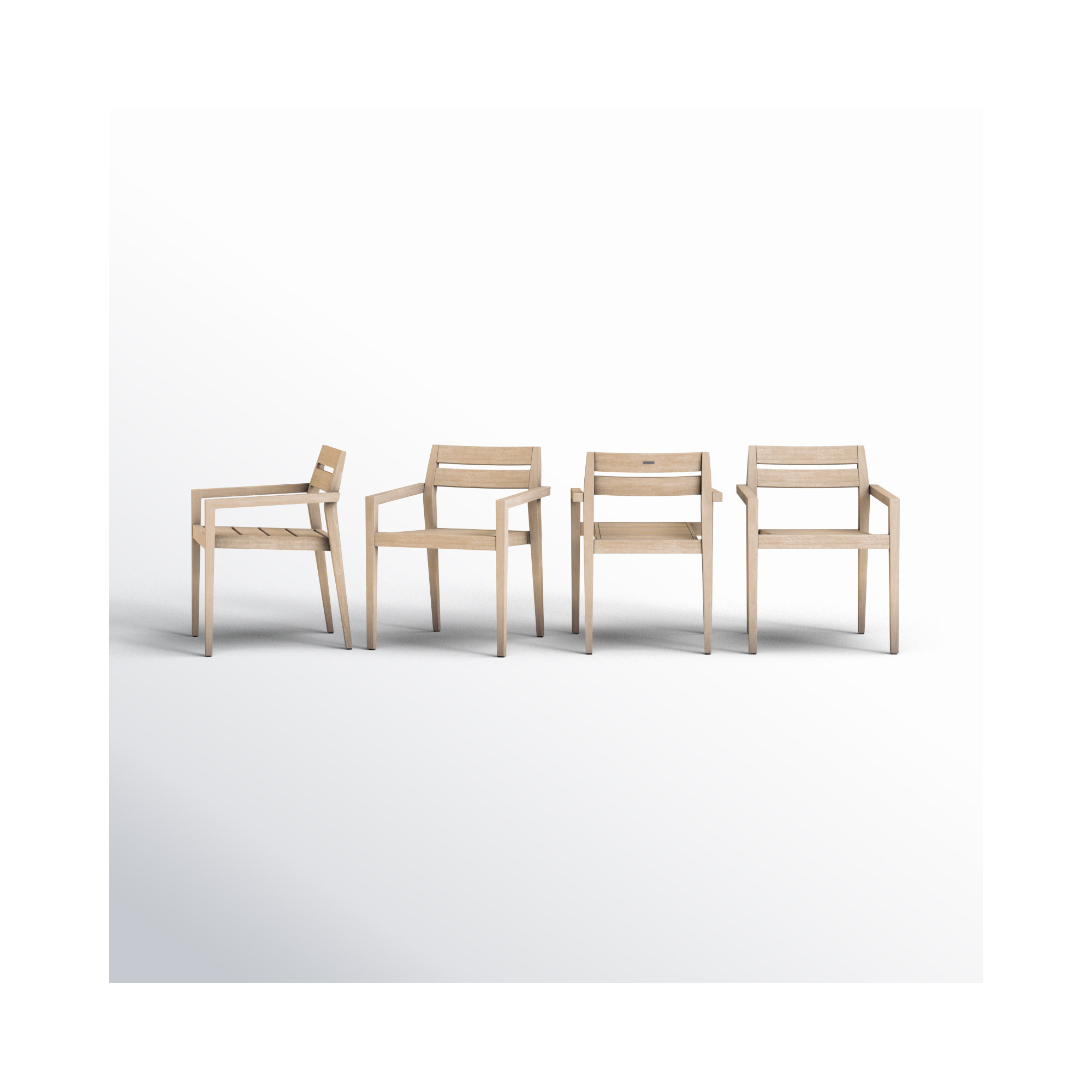 Kinsler Eucalyptus Outdoor Stackable Dining Armchair, Wheat Wash