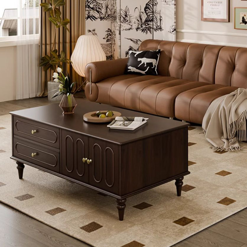 Light luxury retro solid wood coffee table