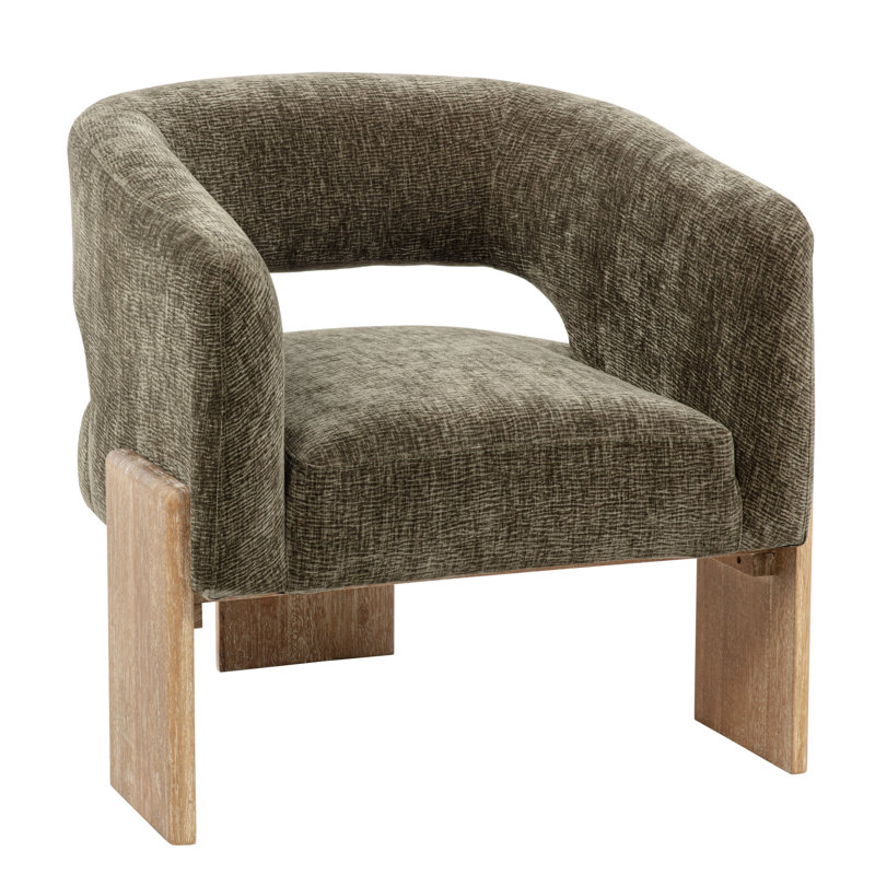 Chaise d'appoint Tess en beige Manchester moderne sur bois massif, Vert