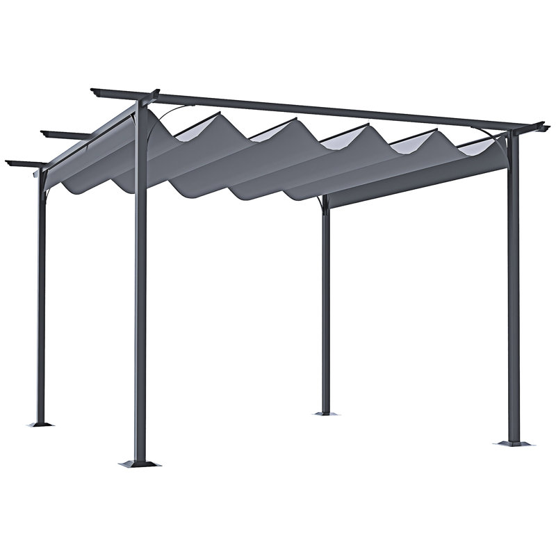 Outsunny Retractable Pergola Canopy, Outdoor UV Protection & Sun Shade, Steel Frame  Garden, Grill, Patio, Backyard,