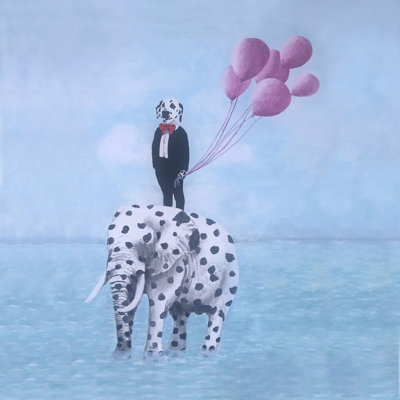 «Dalmatian with Dalma Elephant» par Coco de Paris, impression sur toile tendue