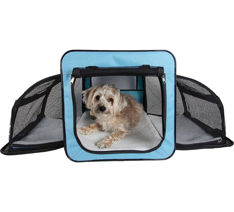 X-Small Blue Expandable Mesh Travel Pet Crate