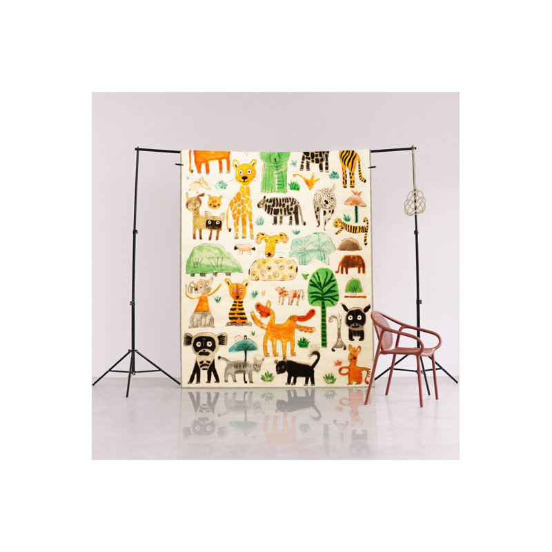 Tapis lavable à motif d'arbres mixtes, motif lavable, pour enfants, collection Dido, Rectangle 3 pi 3 po x 4 pi 11 po