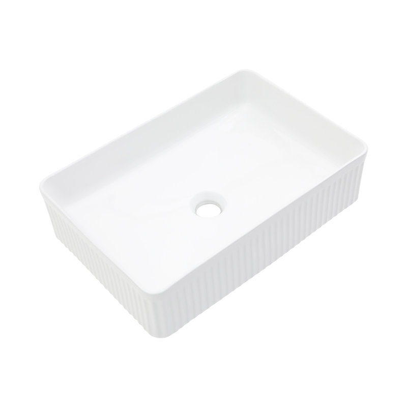 19.63"x13.69" White Ceramic Rectangular Vessel Bathroom Sink