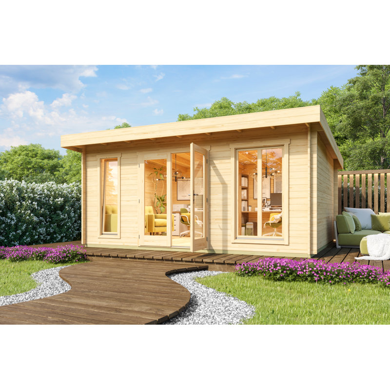 Lasita Dorset 3 - 16.5 x 13 Ft. Premium Log Cabin With Tempered Double Glazing (34mm), Beige
