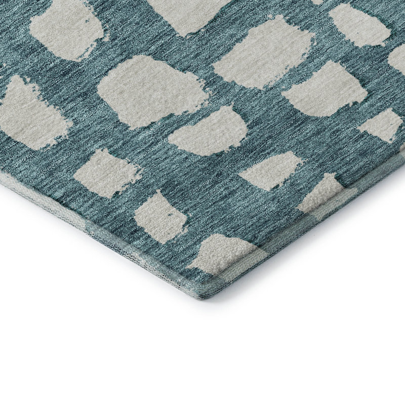 Premium Machine Washable Prisco Teal Rug, Rectangle 5' x 7'6"