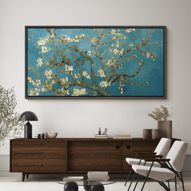 «Almond Blossom» par Vincent Van Gogh, reproduction, H 30 po x l 60 po, Noir, noir, noir, noir