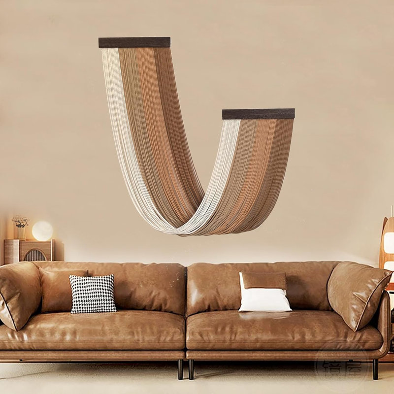 Grande tapisserie décorative en macramé tissée à la main avec fil de couleur dégradé et dégradé de couleur de macramé décorative en macramé tapisserie décorative boho pour chambre à coucher salon tête de lit au-dessus du lit (brun)