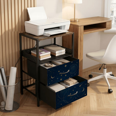 Table de chevet 2 tiroirs avec station de charge, table de chevet avec ports USB et prises USB