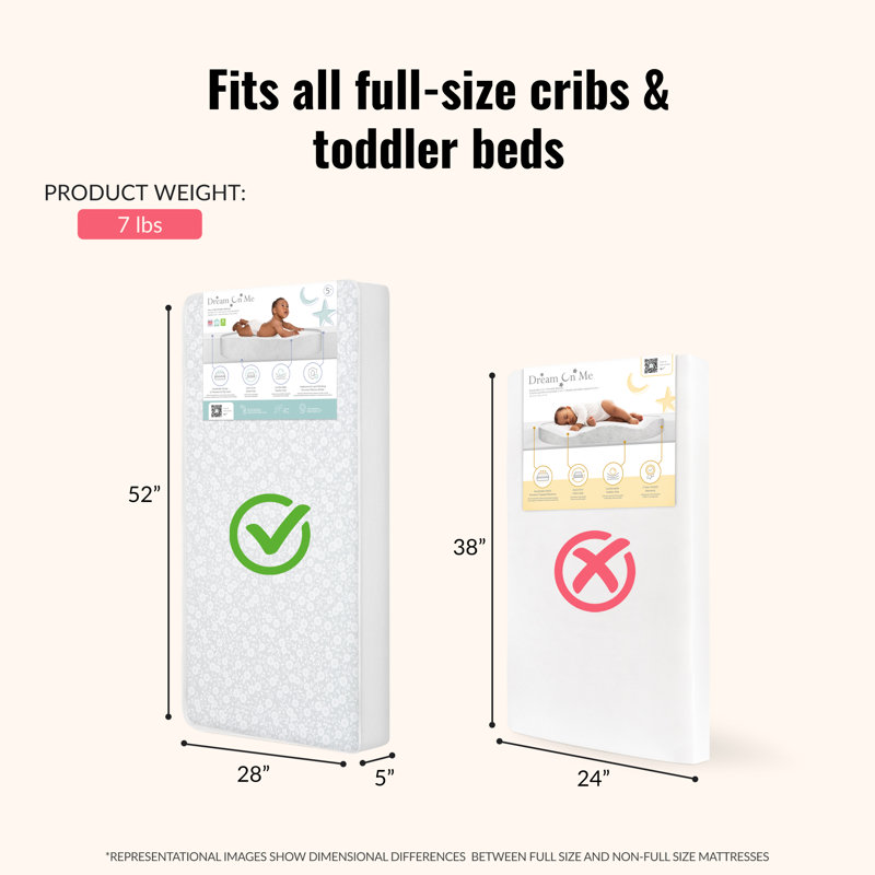 Dream On Me 2-Stage Waterproof Rectangular Mattress