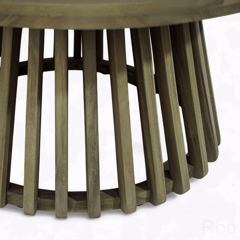 Table basse d'extérieur en bois d'acacia, ronde, Gris
