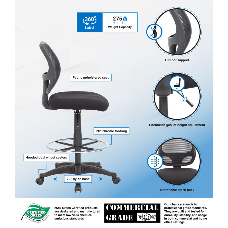 Lakeley Adjustable Height Ergonomic Industrial Stool