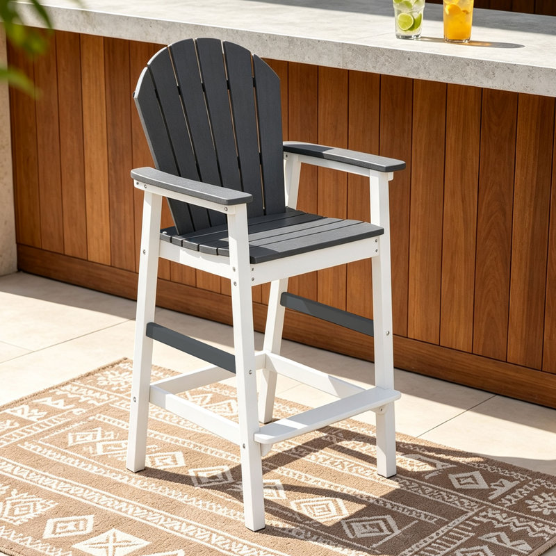 Tabouret de bar en PEHD Adirondack, White Grey
