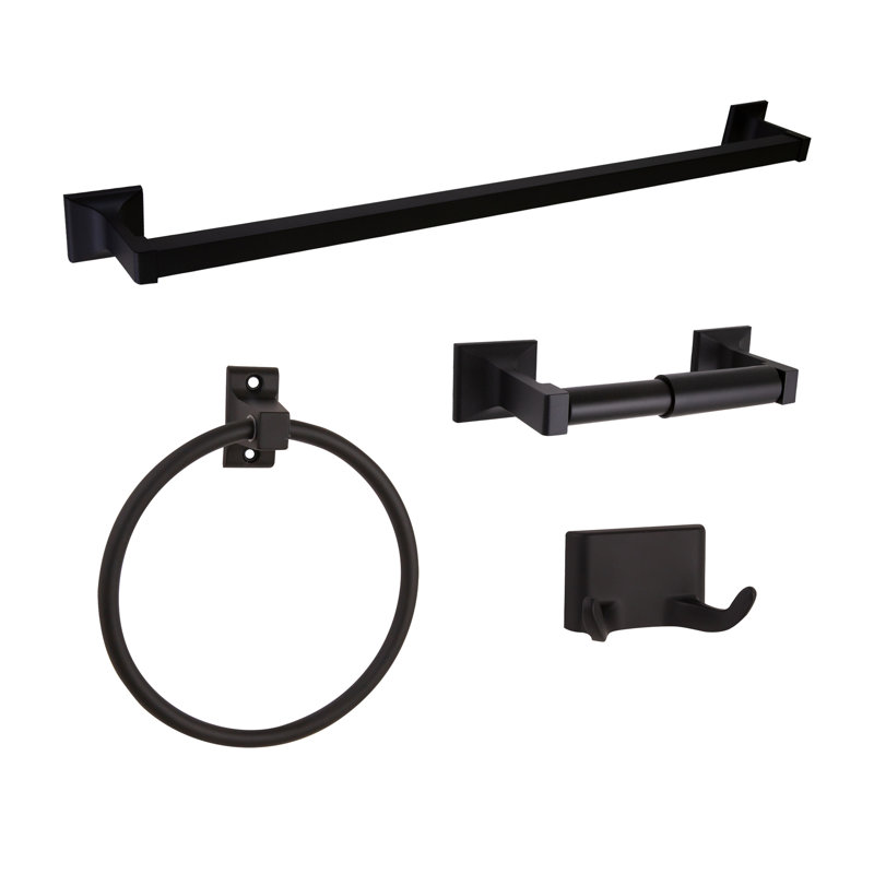 Lorinda 4 - Piece Bathroom Hardware Set, Matte Black