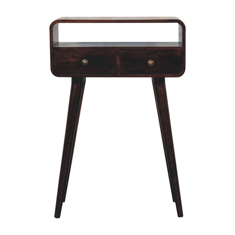 Solid Wood Mini Curved Console Table, Walnut