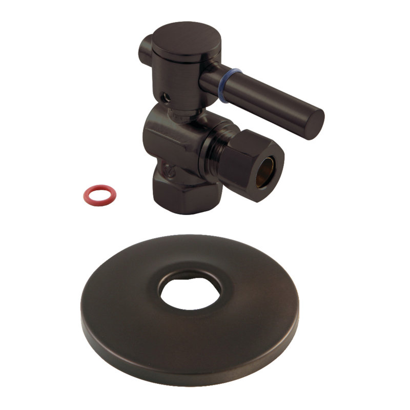 Kingston Brass Concord 3/8-Inch FIP x 3/8-Inch OD Comp Quarter-Turn Angle Stop Valve with Flange, Oil Rubbed Bronze