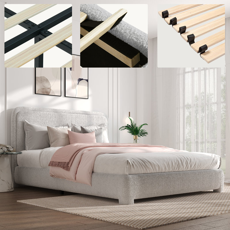 Bensu Boucle Upholstered Platform Bed