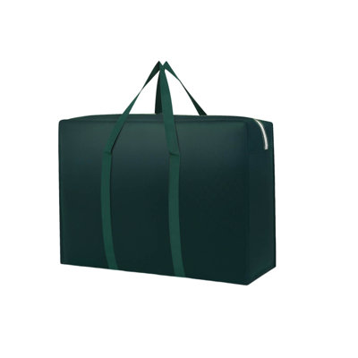  Large Capacity Storage Travel Bag, Non-woven Heavy Duty Moving Bags with Strong Handles & Zippers, College Dorm Room Essentials, Green