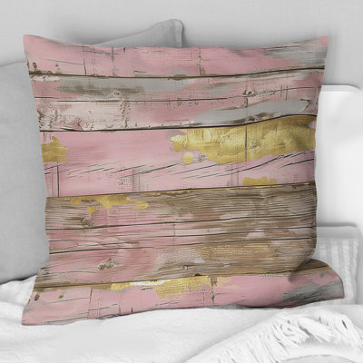 Pink Gold Farmhouse Wood - Farmhouse Pillow
