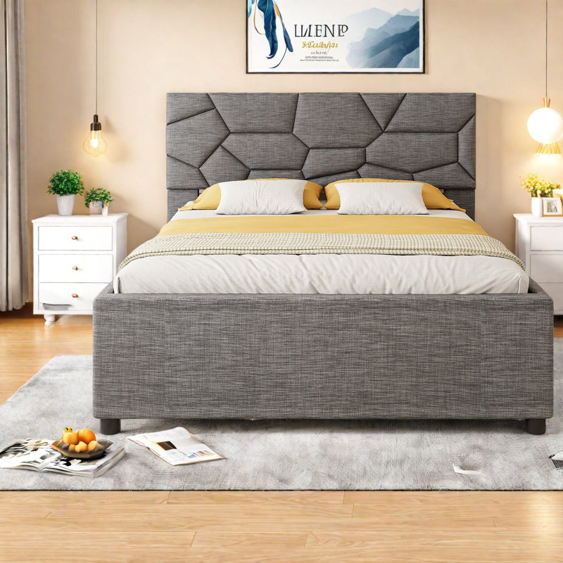 Lits en lin gris peu encombrants avec lit gigogne extensible et style moderne