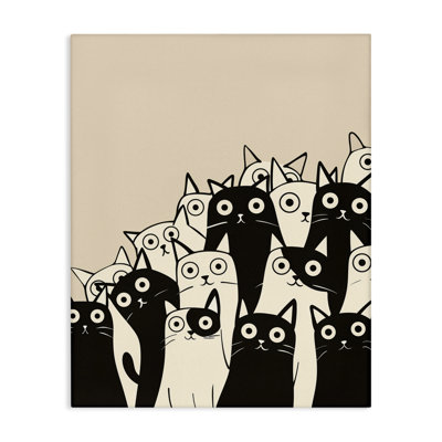 Fun Modern Black & White Cats Canvas, design by Arlington Prints