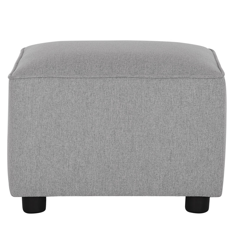 Upholstered Ottoman, Light Gray Cotton Blend
