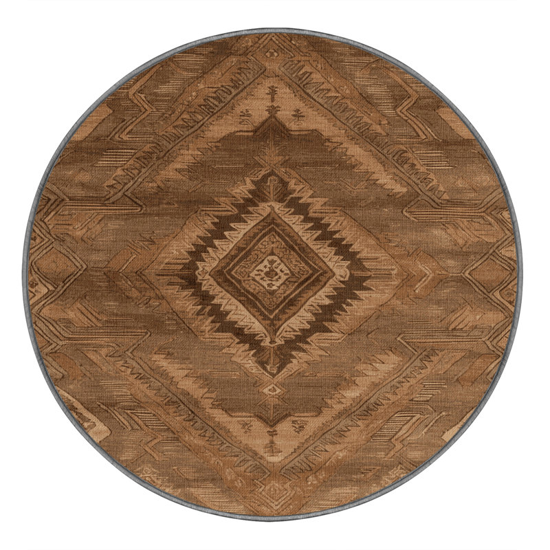 Machine Washable Persian Brown Area Rug, Round 8'
