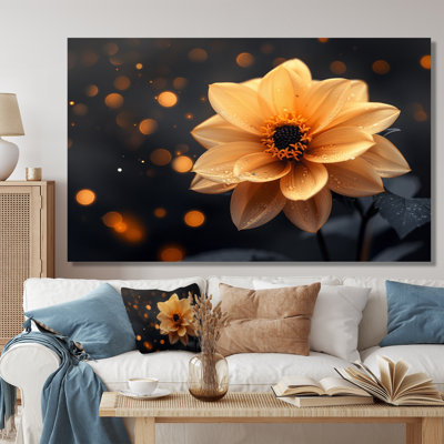 Dahlia noir et jaune doré - Dahlia Wall Art Living Room