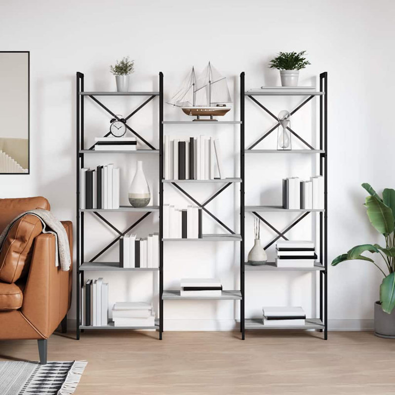 167cm H x 156cm W Steel Bookcase, Grey